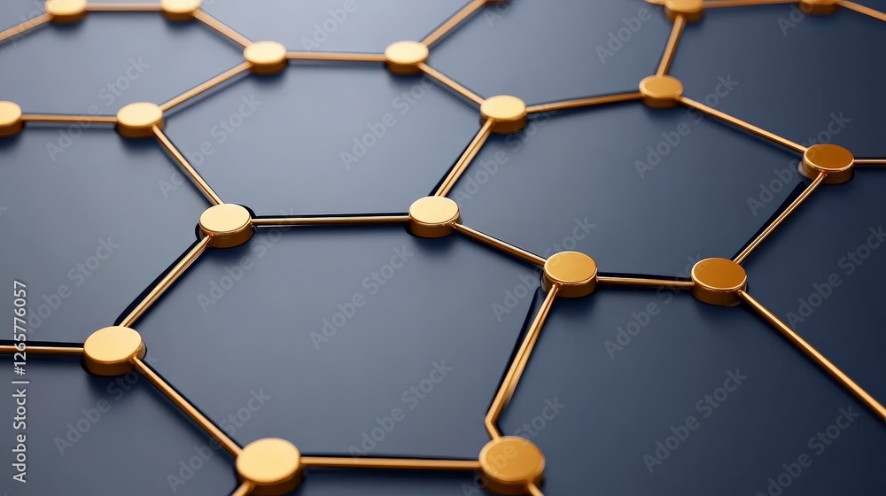 Poster abstract golden connection network on dark background design