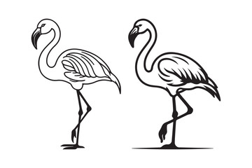 Minimalist Flamingo Line Art Wildlife Animal