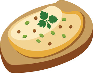 Baba ghanoush bread middle east vector illustration