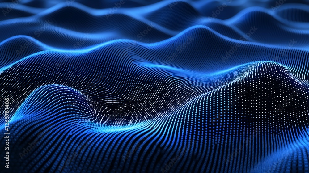 Poster blue digital wave data flow, abstract background