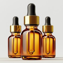 Clear Glass Dropper Bottle on White Background