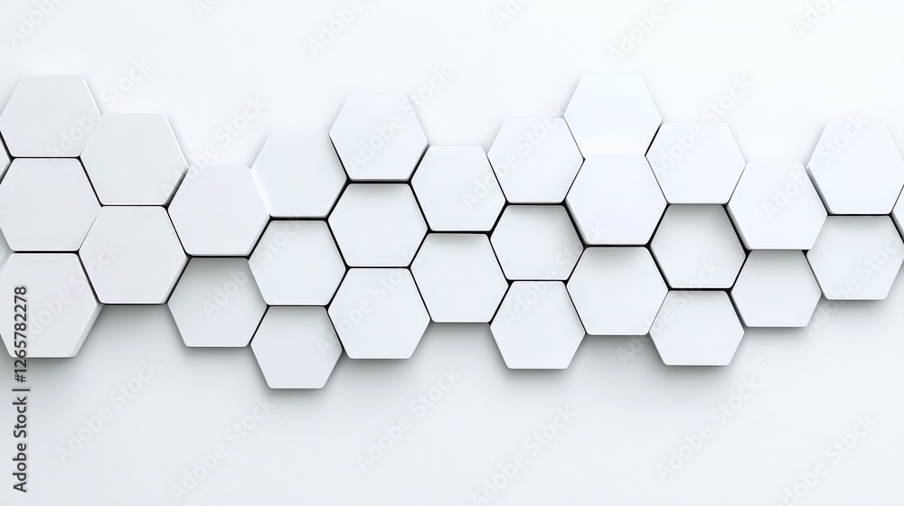 Aufkleber modern minimalist wall design with white hexagon tiles and grid pattern
