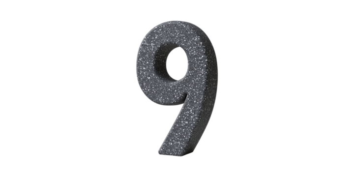 Speckled number 9 graphic isolated on transparent background