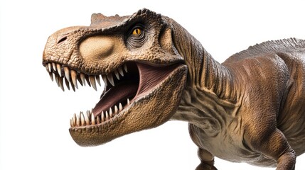 Close-up of a T-Rex figurine with sharp teeth, showcasing its fierce and prehistoric essence.
