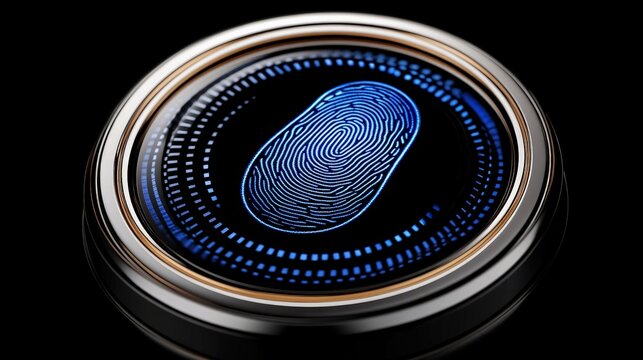 Futuristic Fingerprint Scanner Display on Modern Device Interface