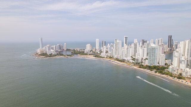 Cartagena colombia skyline showing bocagrande beaches and hotels