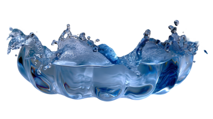 Blue Water Splash Abstract Design, Cool Aqua Waves for Fresh Background Themes, isolated on transparent background.