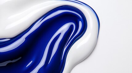 Blue and White Fluid Paint Abstract Swirls on Smooth Surface