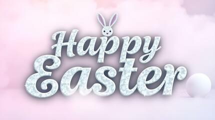 Easter greeting card , Happy Bunny with Easter Eggs