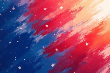 Abstract Patriotic Design with Stars - Blending Red, White, and Blue Colors