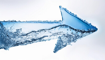 high quality of arrow made of water on a white background n high resolution