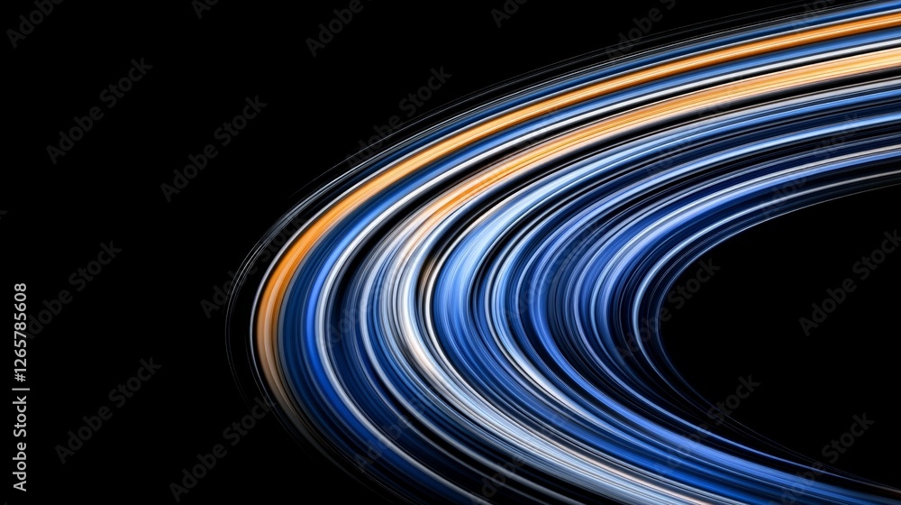 Poster abstract flow of light with curved stripes in dark background