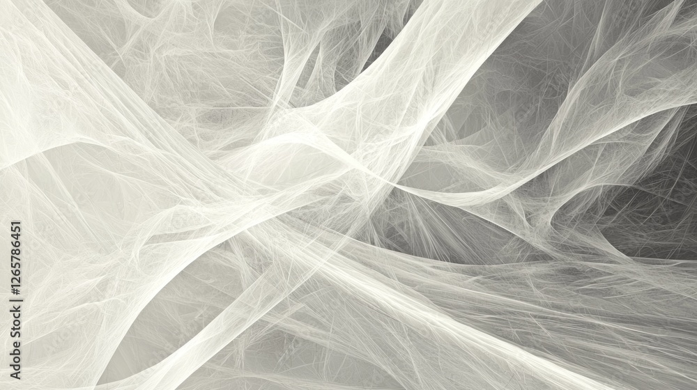 Aufkleber abstract fractal design, web-like structures, in monochrome grayscale, with a dark background. possi