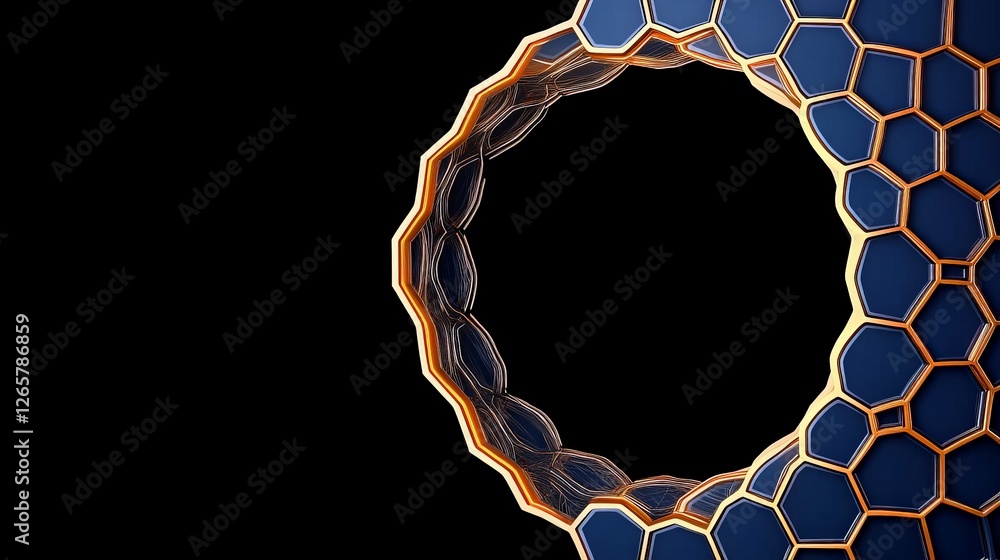 Poster Abstract Honeycomb Pattern with Illuminated Edges in Dark Background