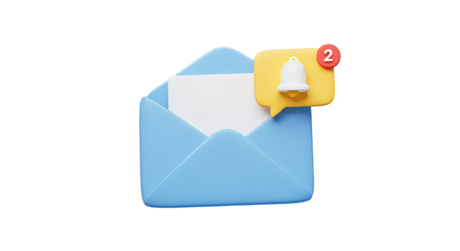 Envelope with notification new email message in the inbox web icon Isolated, PNG 