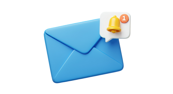 Envelope with notification new email message in the inbox web icon Isolated, PNG  - Powered by Adobe