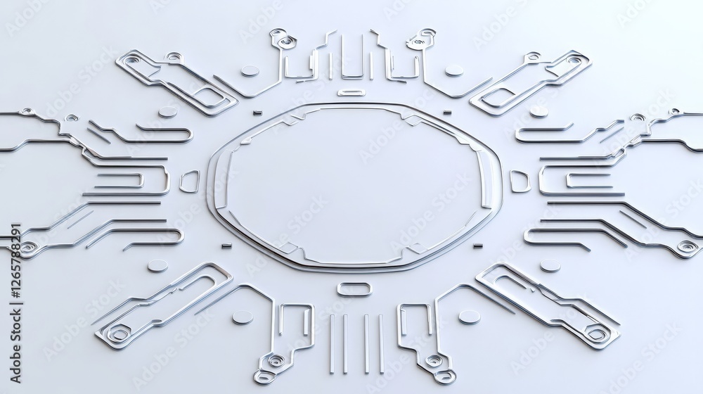 Aufkleber abstract technology design with metallic circuits and geometric shapes