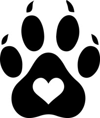Fototapeta premium Dog paw print clip art design on plain white transparent isolated background for card, shirt, hoodie, sweatshirt, apparel, card, tag, mug, icon, poster or badge