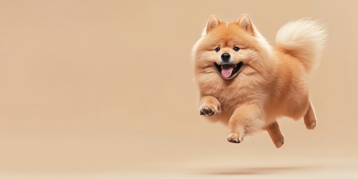 Playful Chow Chow Dog in Mid Action Running Joyfully and Energetically