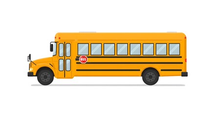 Yellow School Bus Illustration with Stop Sign for Student Transportation

