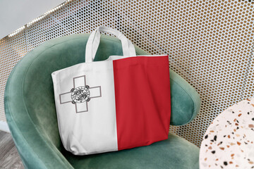 Naklejka premium Shopping bag with the flag of Malta 3D Rendering