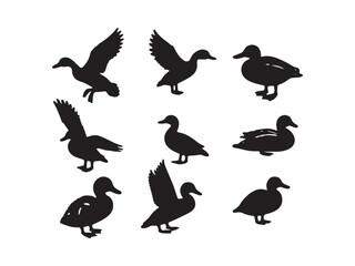 Duck silhouette vector bundle file isolated on white background