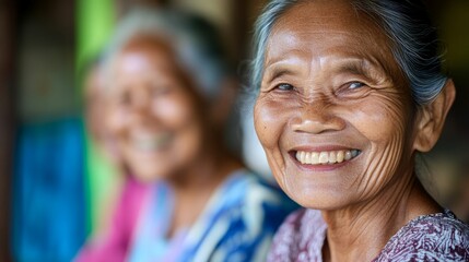 Smiling faces radiate warmth and connection in a close-up portrait.