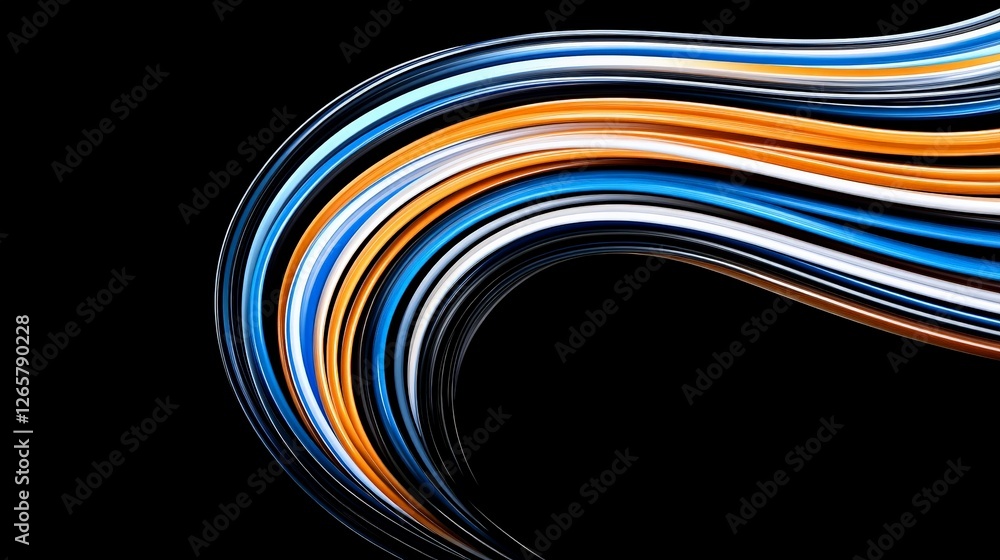 Poster smooth colorful waves flowing across a dark background