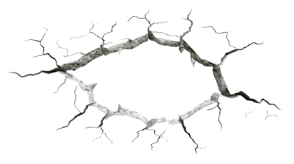 White Cracked Surface Abstract Texture, Aged Wall Design for Artistic Backgrounds, isolated on transparent background.