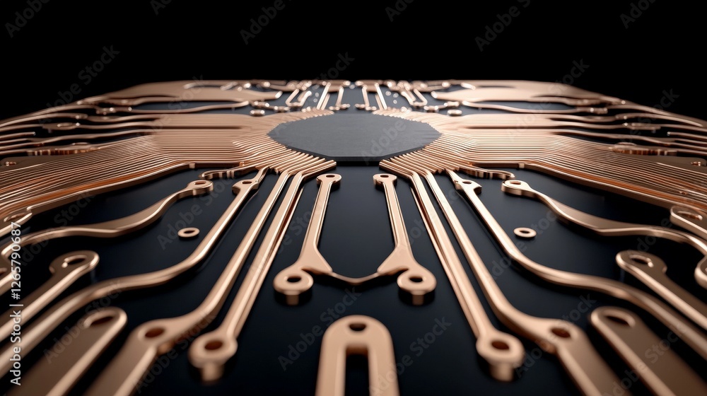 Aufkleber close-up view of intricate circuit design with copper lines