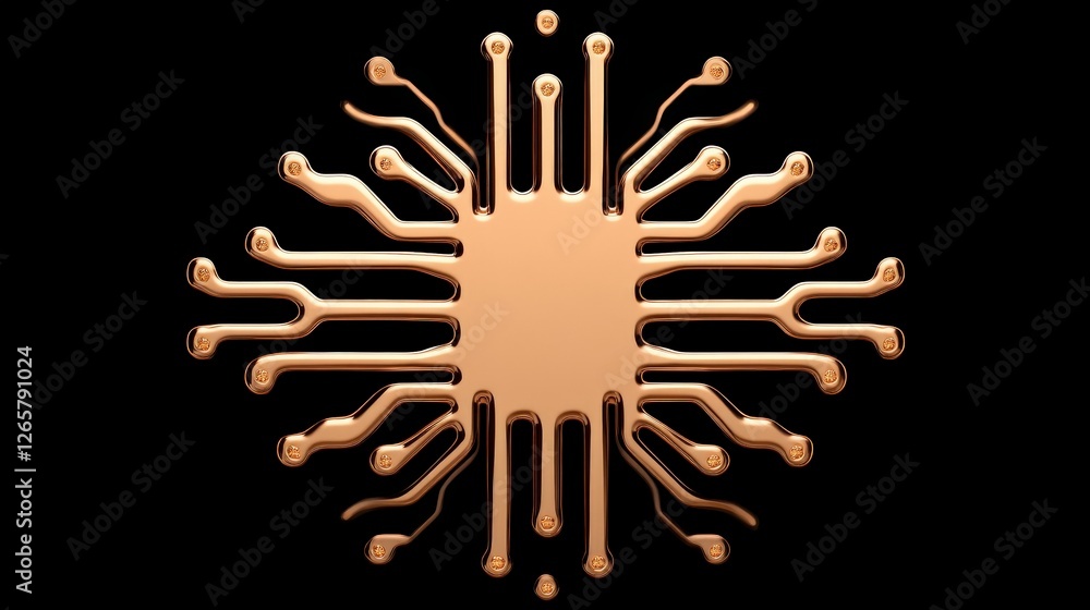 Poster abstract circuit pattern design with copper tone and black background