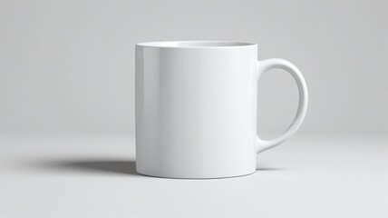 Obraz premium Blank White ceramic mug side view Isolated on a white for hot coffee mug or tea template design.