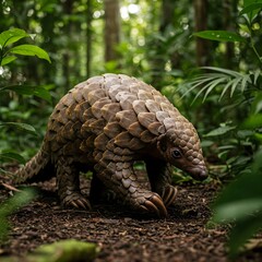 Fototapeta premium Image of a pangolin in the forest