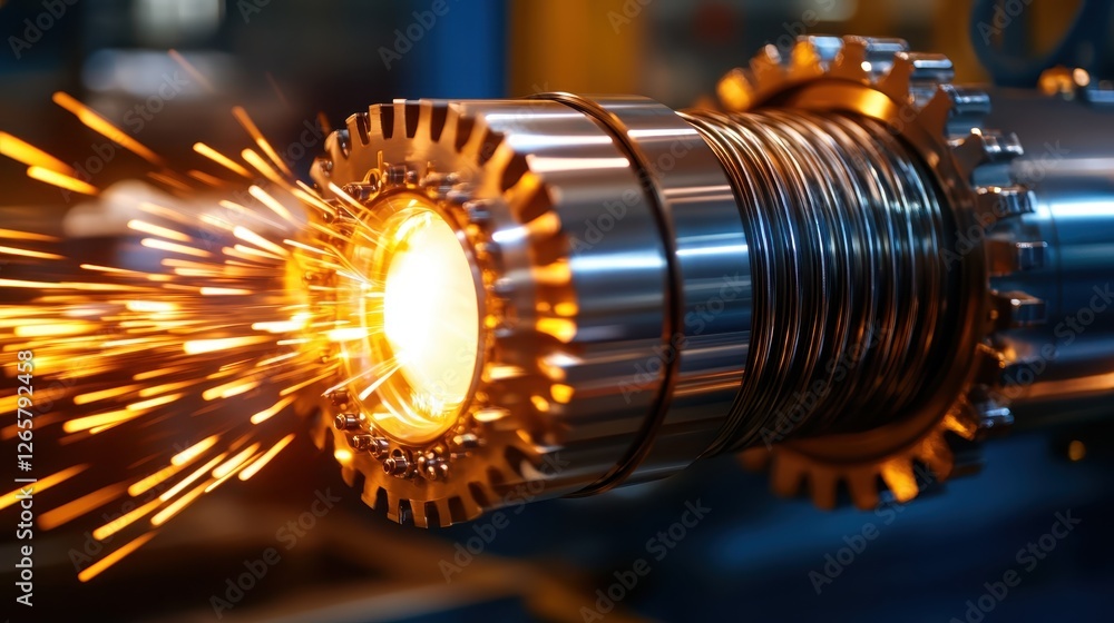 Aufkleber this image showcases a close-up of a metal gear in a dynamic setting, emphasizing the sparks generat