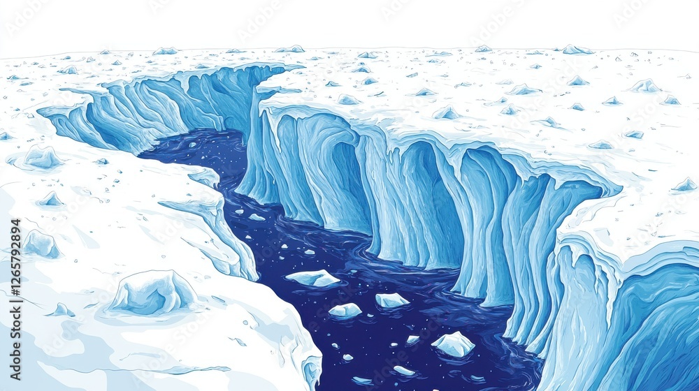 Poster ice sheet and glacier modeling simulation displaying ice flow dynamics highlighting climate change i