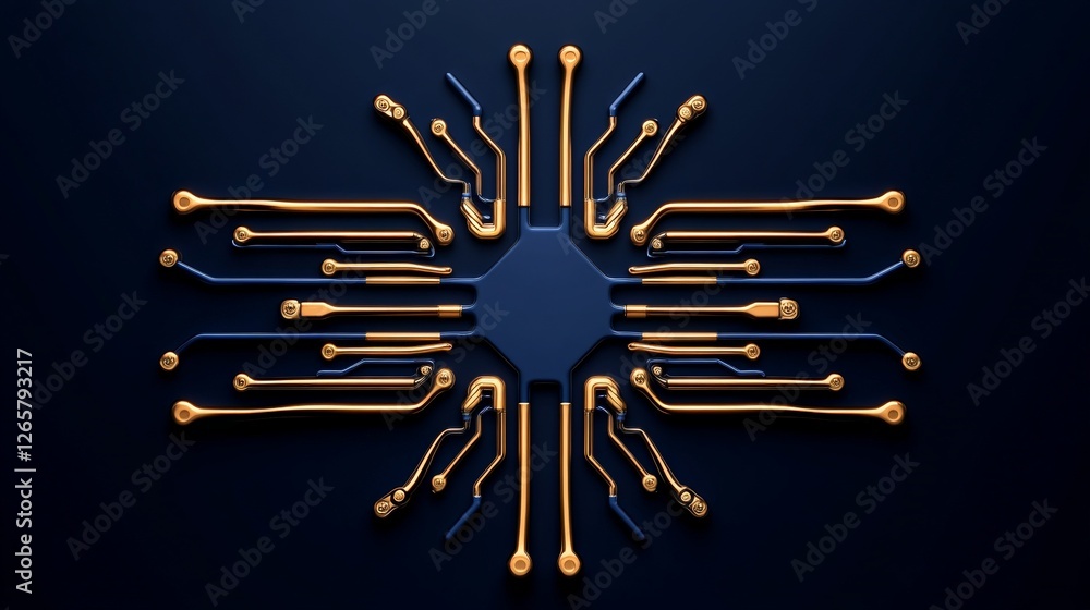 Aufkleber abstract circuit design with blue and yellow color scheme lines