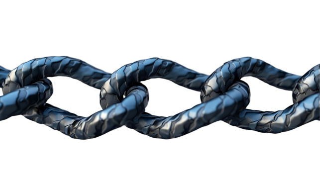 Metallic Chain Links Abstract 3D Texture, Grey and Blue for Seamless Backgrounds, isolated on transparent background. - Powered by Adobe