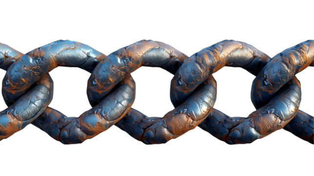 Rusty Metal Chains Industrial Texture, Aged Iron and Steel for Grunge Backgrounds, isolated on transparent background.