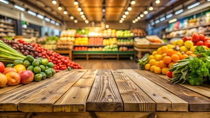 Rustic Wooden Table with Fresh Produce Display