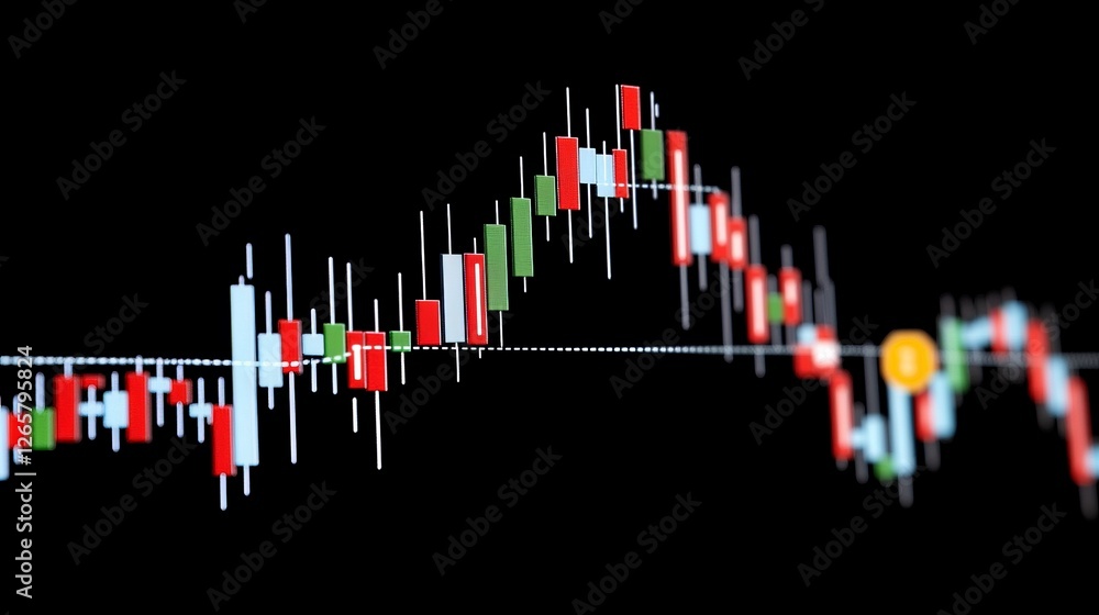 Poster abstract financial chart with colorful candlestick patterns