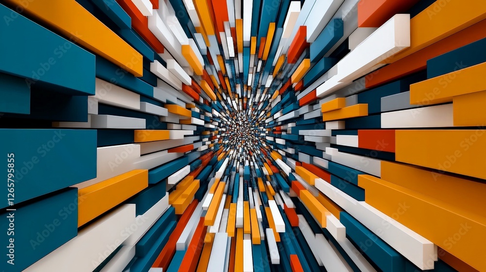 Aufkleber vibrant 3d abstract background of colorful stacked blocks in motion