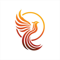 phoenix glow vector clip art logo design