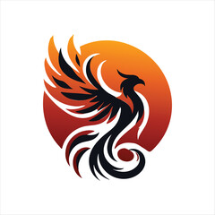 phoenix glow vector clip art logo design
