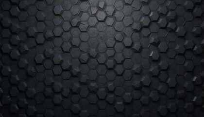 Background of abstract black 3d hexagon background design a dark honeycomb grid pattern. Abstract octagons dark 3d modern background. Abstract Black geometric background