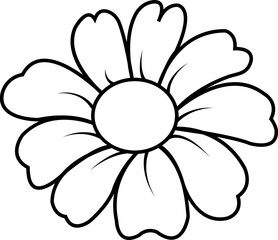 Flower silhouette icon. Abstract flower outline vector isolated on transparent background. Ideal for decoration, logos and design projects. Garden plants illustration sign, Editable stroke.