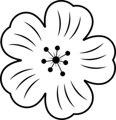 Flower silhouette icon. Abstract flower outline vector isolated on transparent background. Ideal for decoration, logos and design projects. Garden plants illustration sign, Editable stroke.