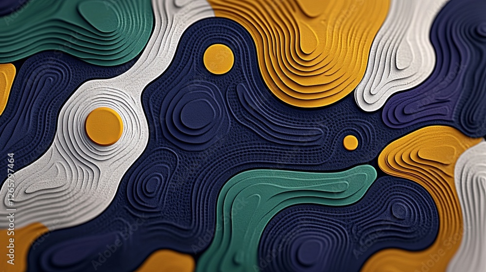 Poster abstract layered texture design in bold colors and curved shapes