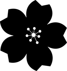 Flower silhouette icon. Abstract flower solid black vector isolated on transparent background. Ideal for decoration, logos and design projects. Garden plants illustration sign, Editable stroke.