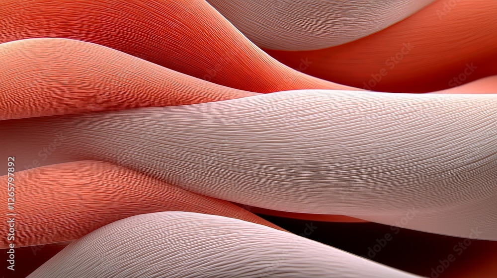 Poster abstract flowing waves of soft textures in gradients of red and white
