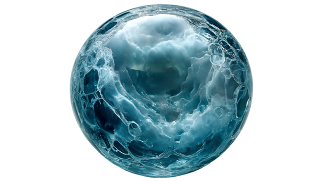 Teal Glass Sphere Ocean Texture, Modern Luxury Design for Artistic Backgrounds, isolated on transparent background.